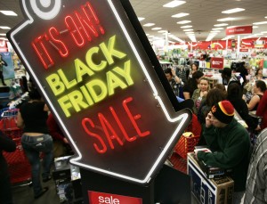People shop at Target on Thanksgiving Day in Burbank, California