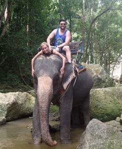 Heather & Brian riding Elephant in Thailand - 2 - Version 2